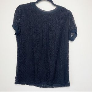 Three Dots Black Lace Top